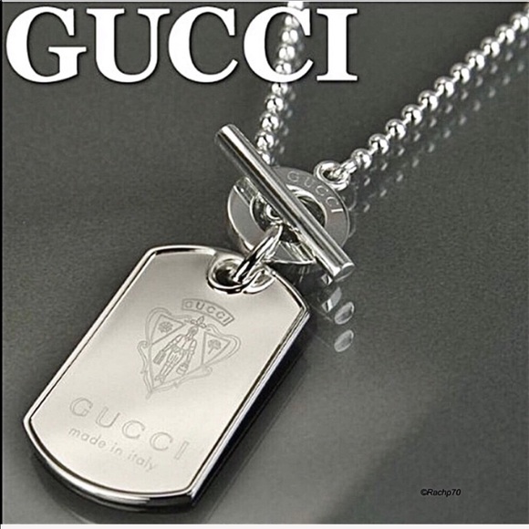 Gucci Other - New Authentic Gucci Crest Dog Tag Necklace 19"
